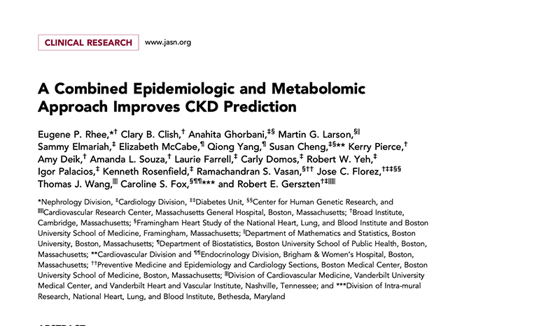 A Combined Epidemiologic and Metabolomic Approach Improves CKD Prediction