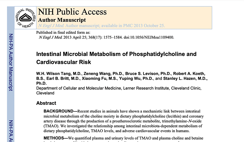 Intestinal Microbial Metabolism of Phosphatidylcholine and Cardiovascular Risk