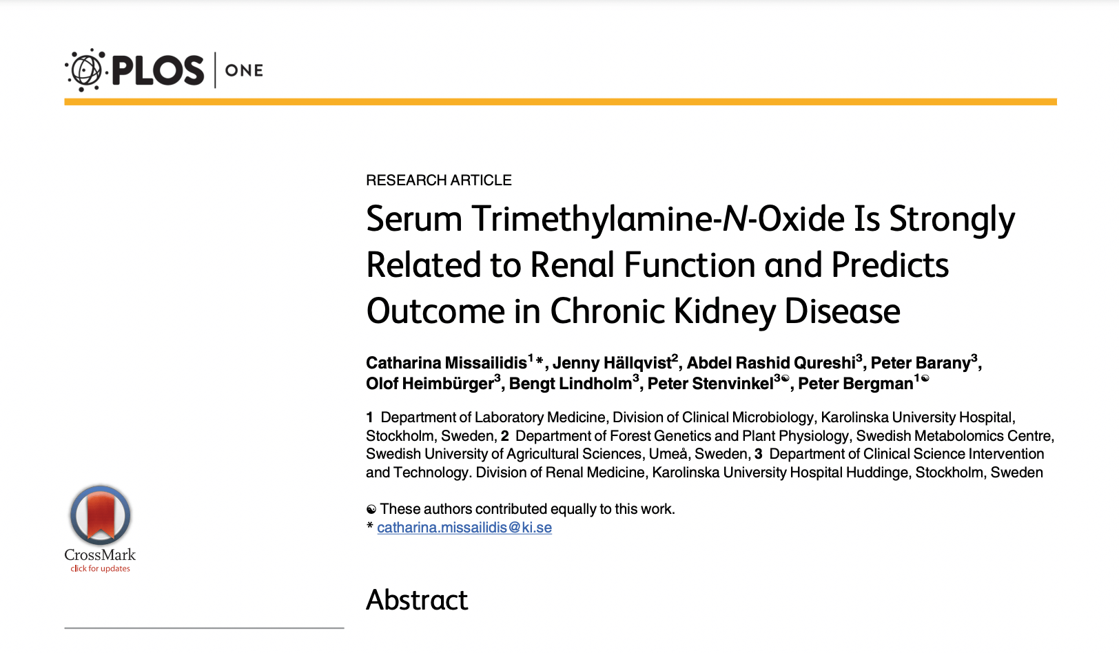 Serum Trimethylamine-N-Oxide Is Strongly Related to Renal Function and Predicts Outcome in Chronic Kidney Disease