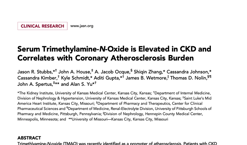 Serum Trimethylamine-N-Oxide is Elevated in CKD and Correlates with Coronary Atherosclerosis Burden2